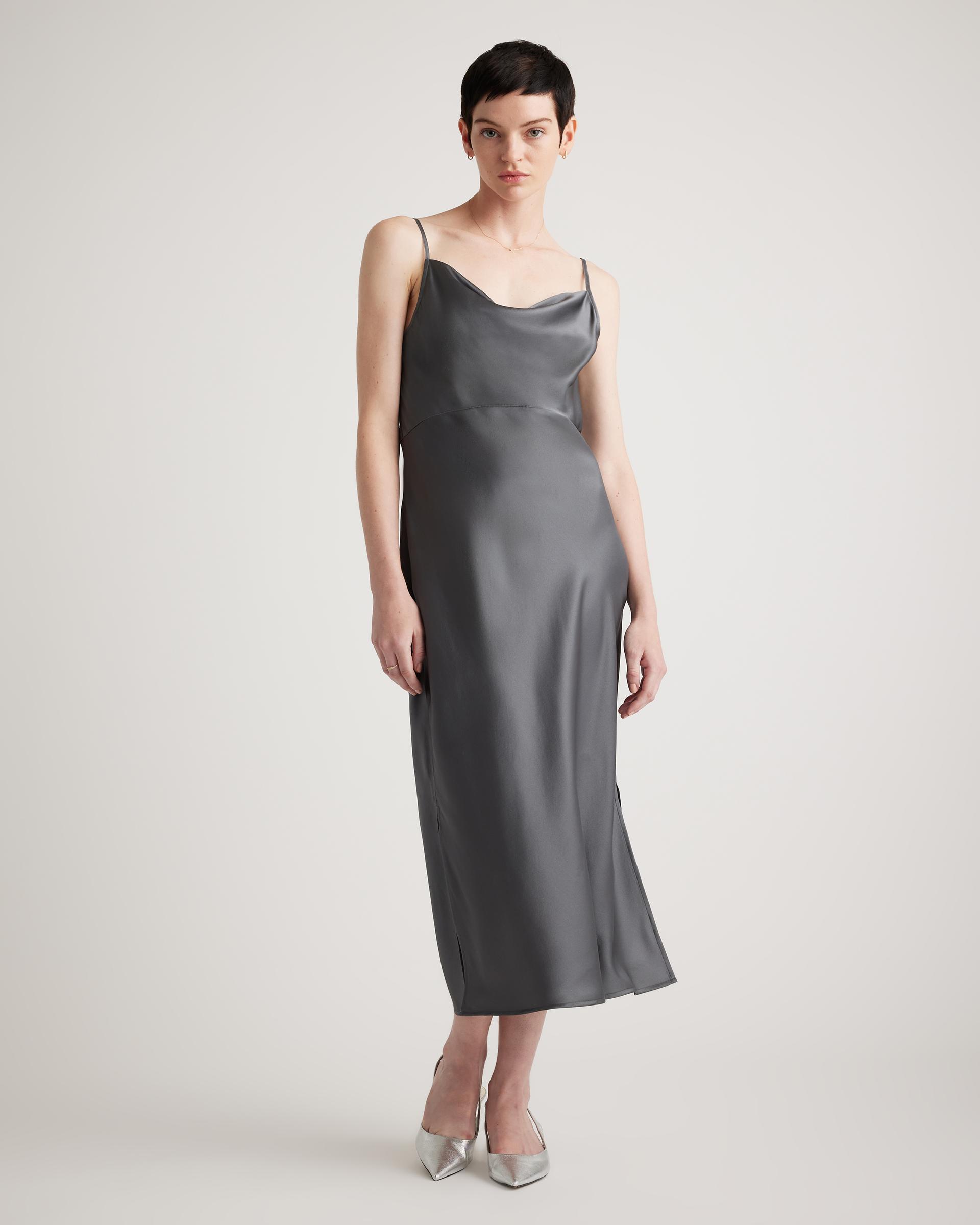 100% washable silk cowl neck slip dress