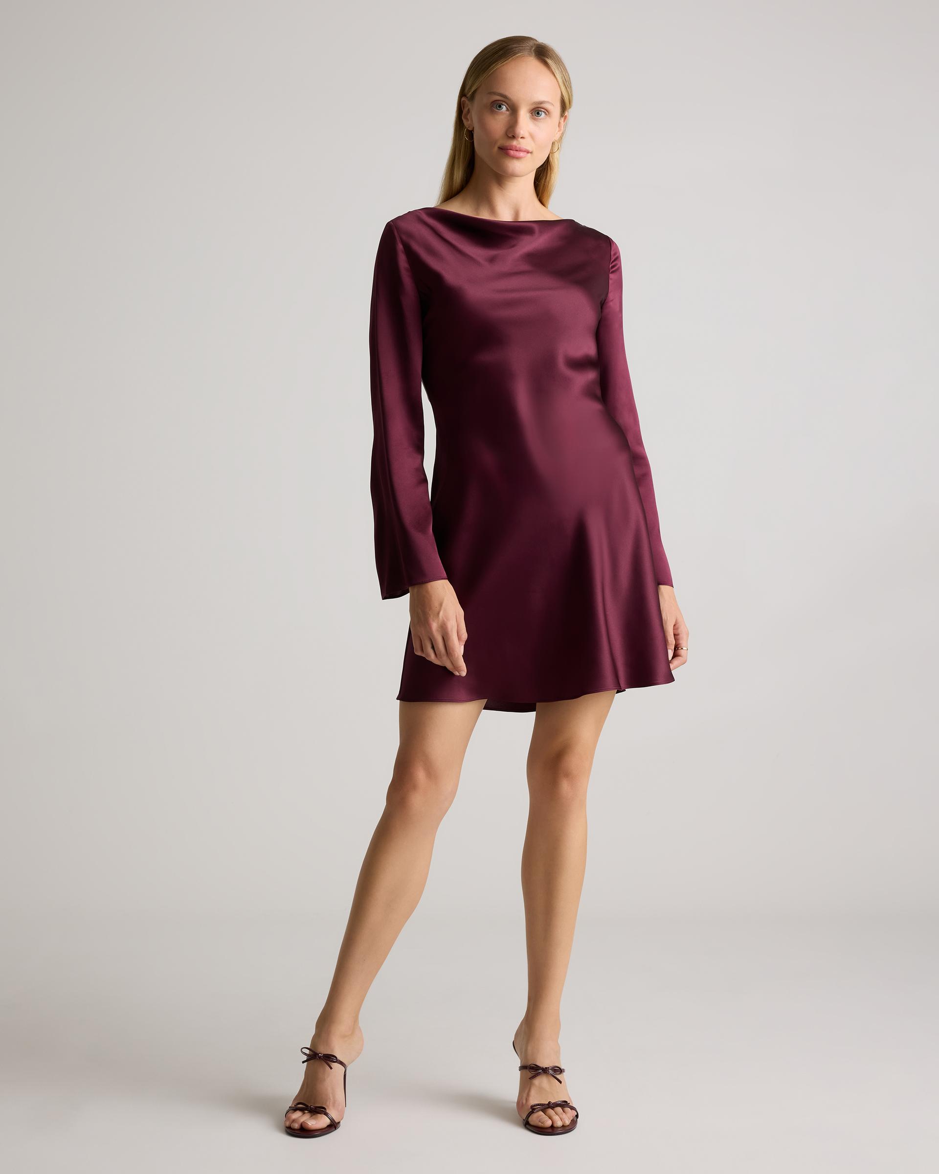 100% washable silk long sleeve mini dress