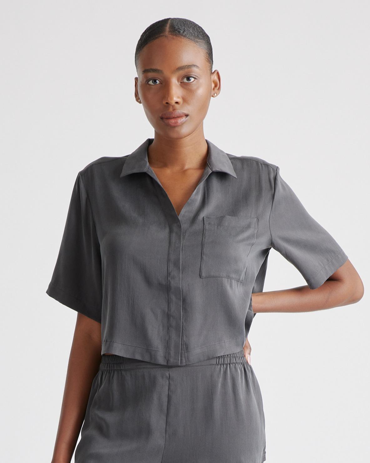 100% washable silk pajama button up top