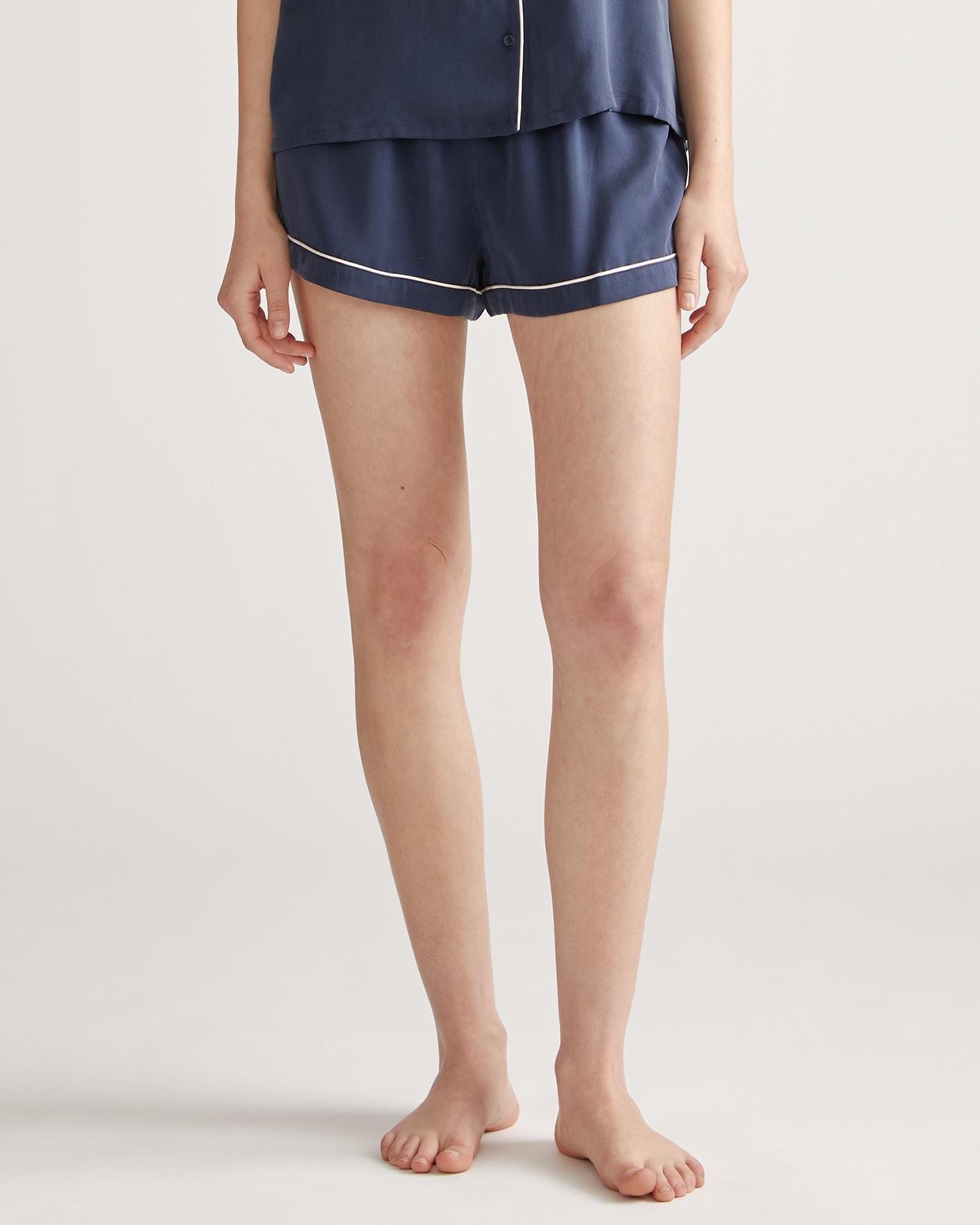 100% washable silk pajama short with piping