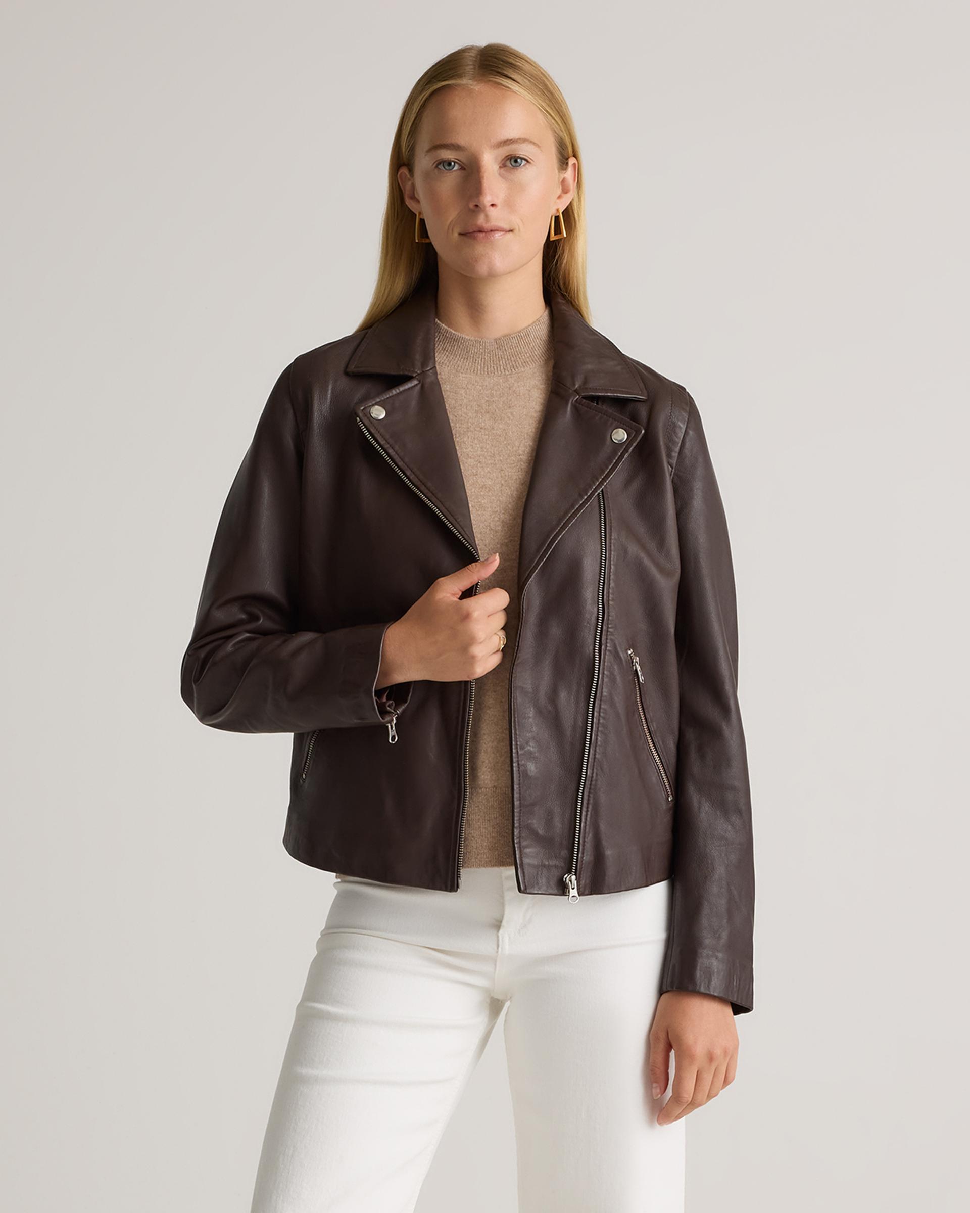 100% washed leather biker jacket