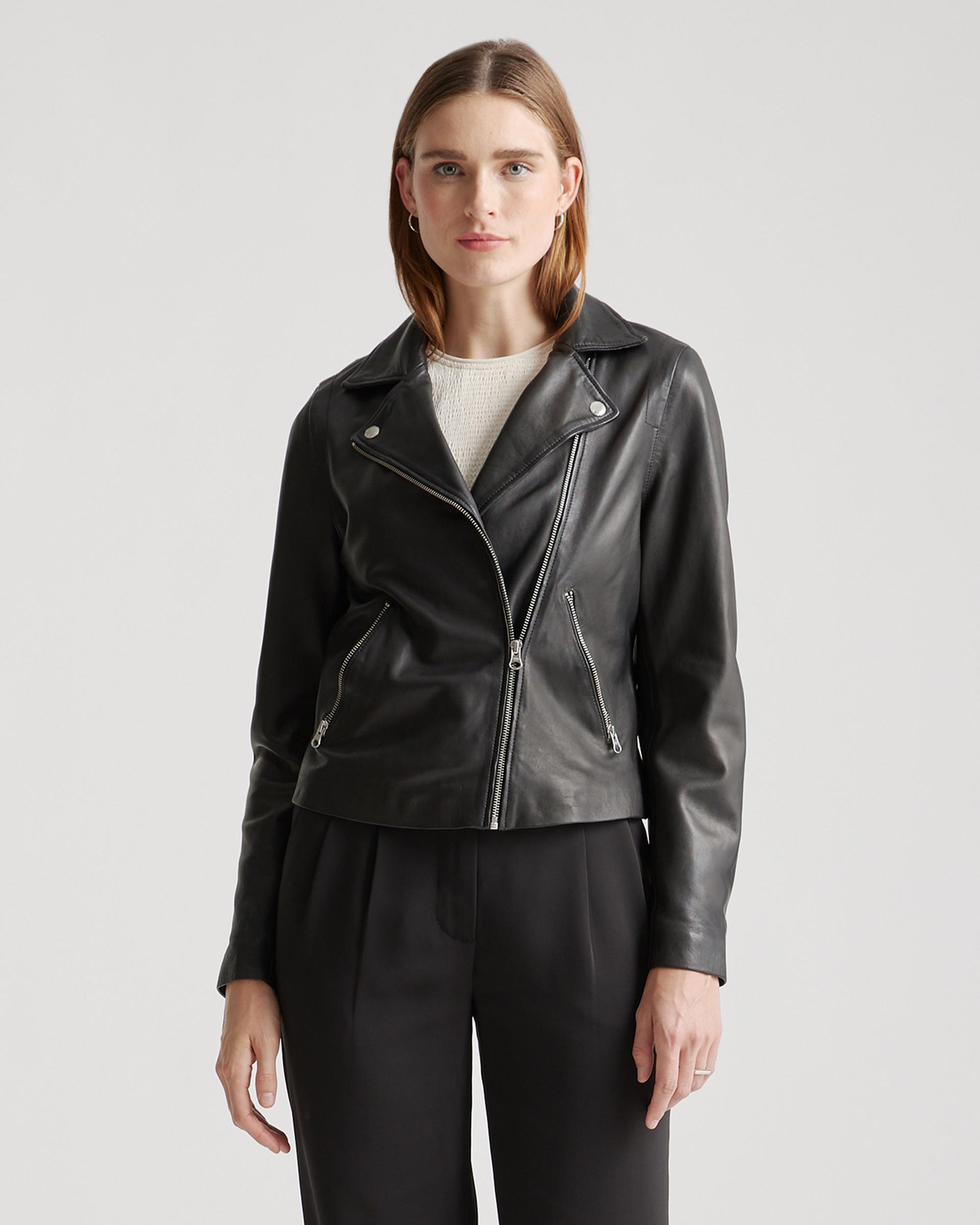 100% washed leather biker jacket