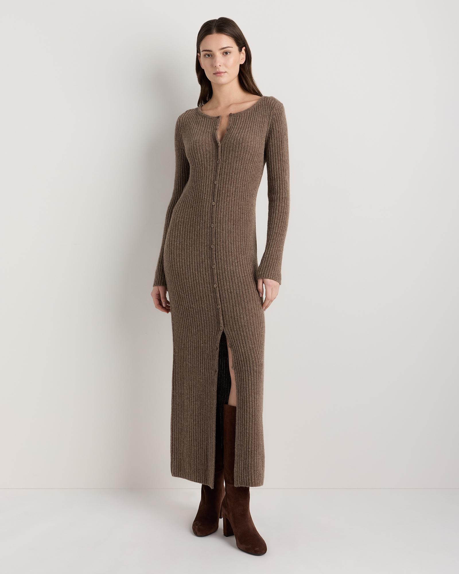 100% yak wool ribbed cardigan sweater dress
