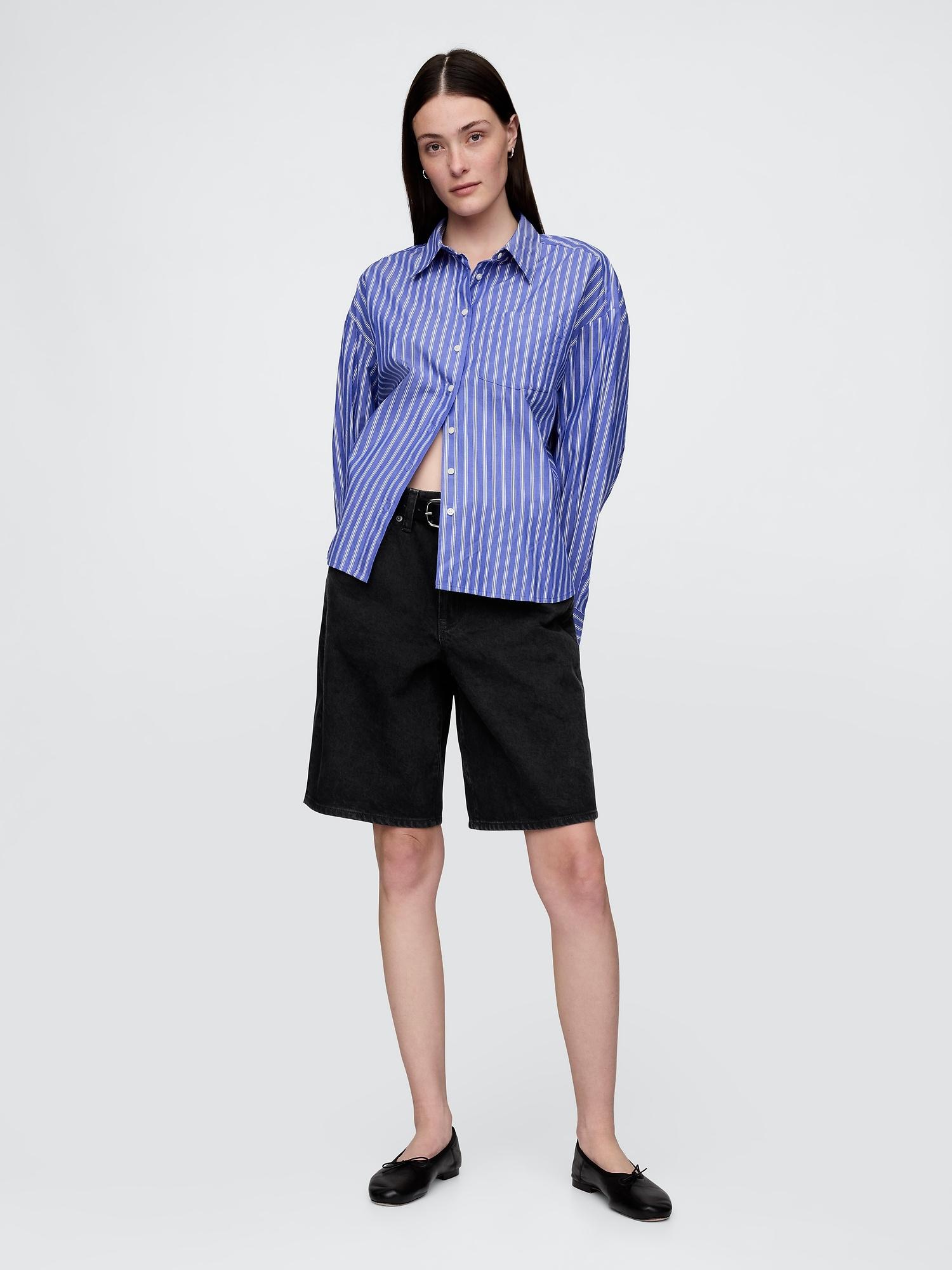 11" mid rise longline denim shorts