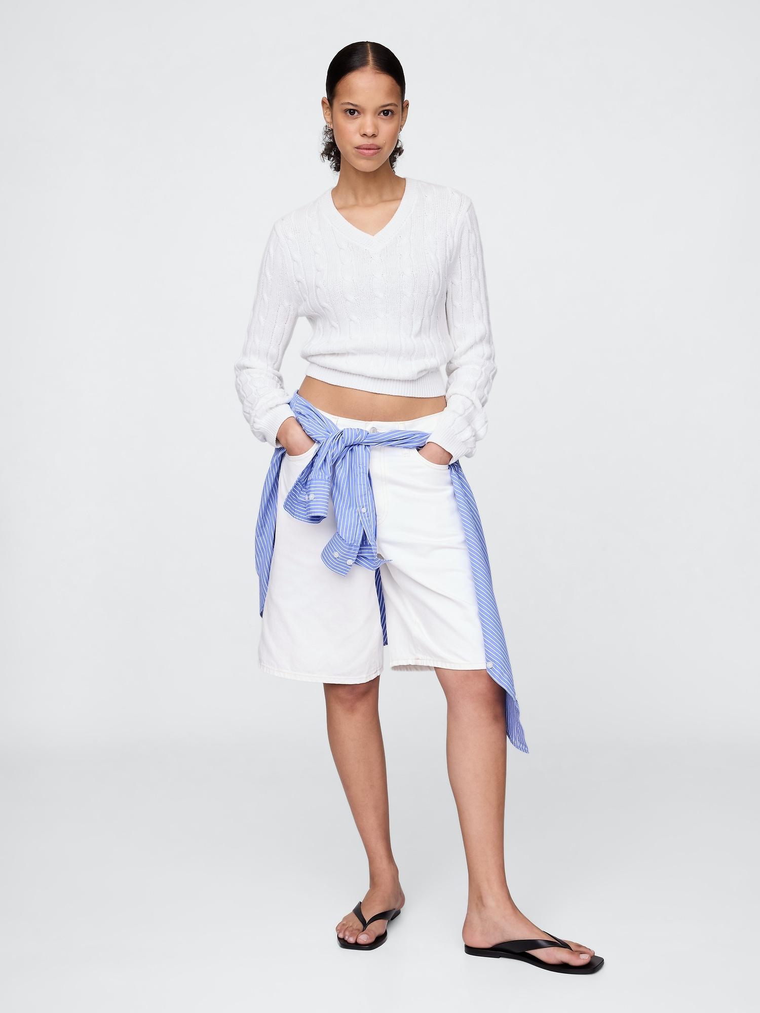 11" mid rise longline denim shorts