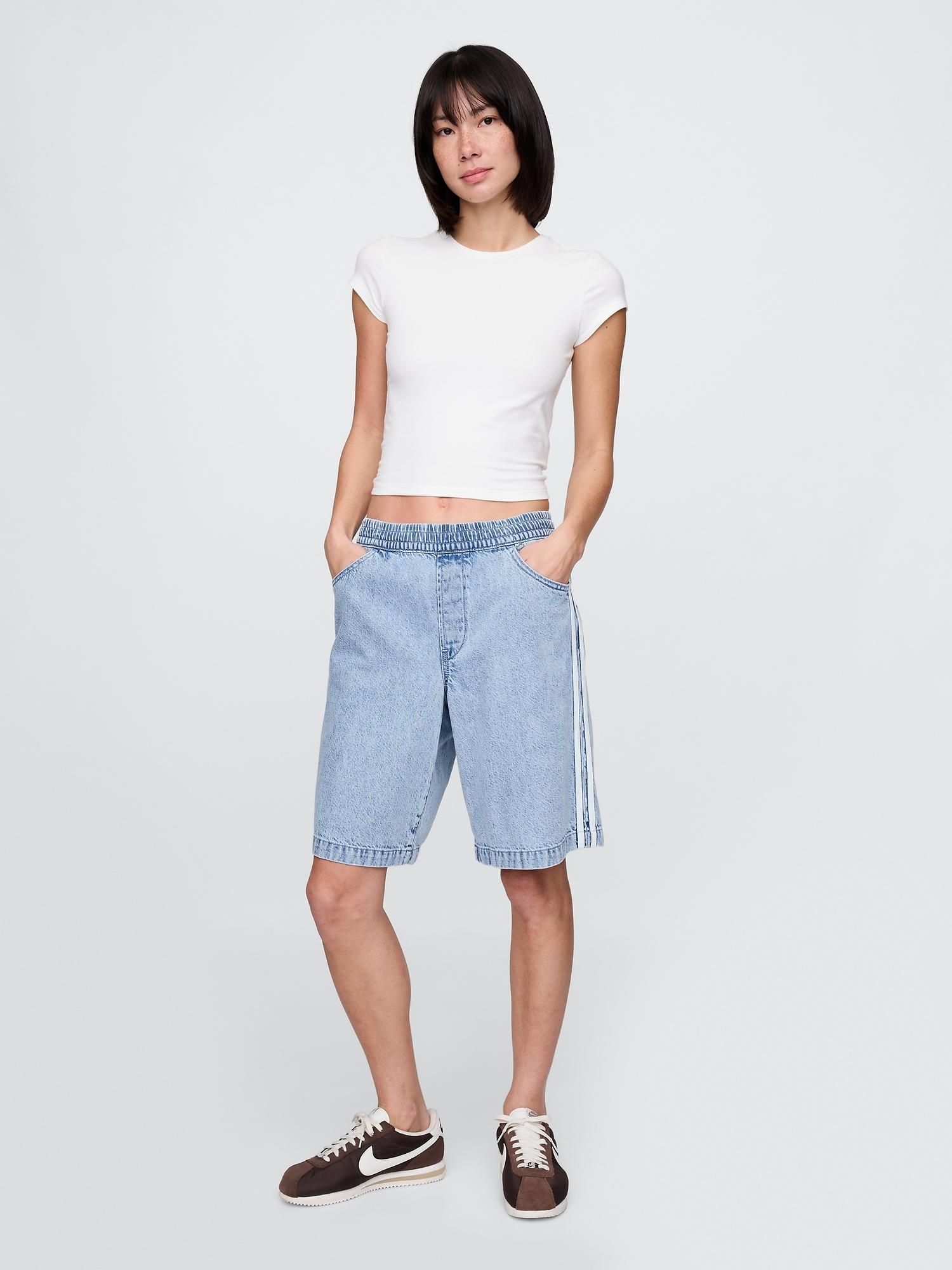 11" mid rise ultrasoft easy longline denim shorts