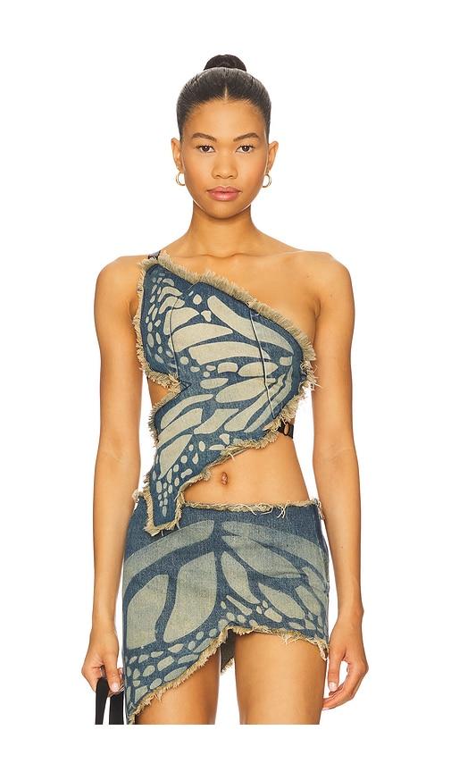 1xblue butterfly top in blue.