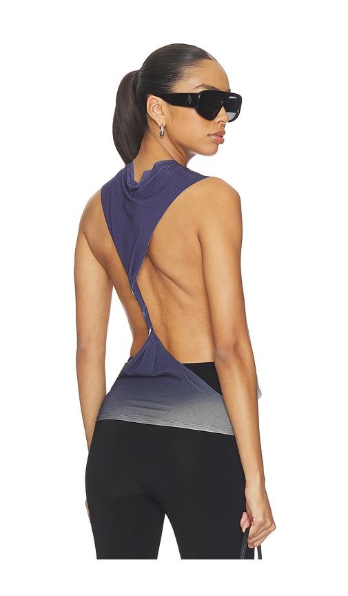 1xblue palm twist tank top in blue.