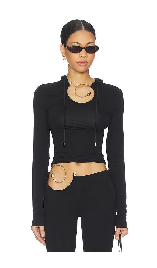 1xblue spiral slink hoodie in black.