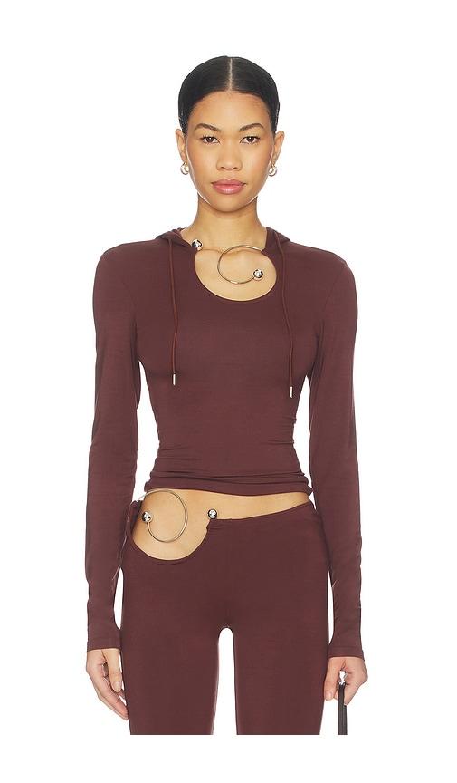 1xblue spiral slink hoodie in brown.