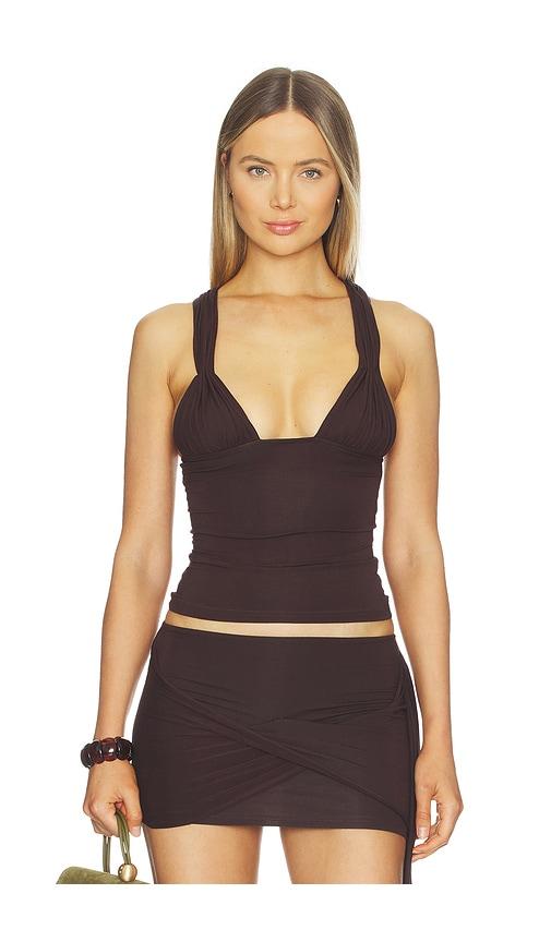 1xblue twist tank top in brown.