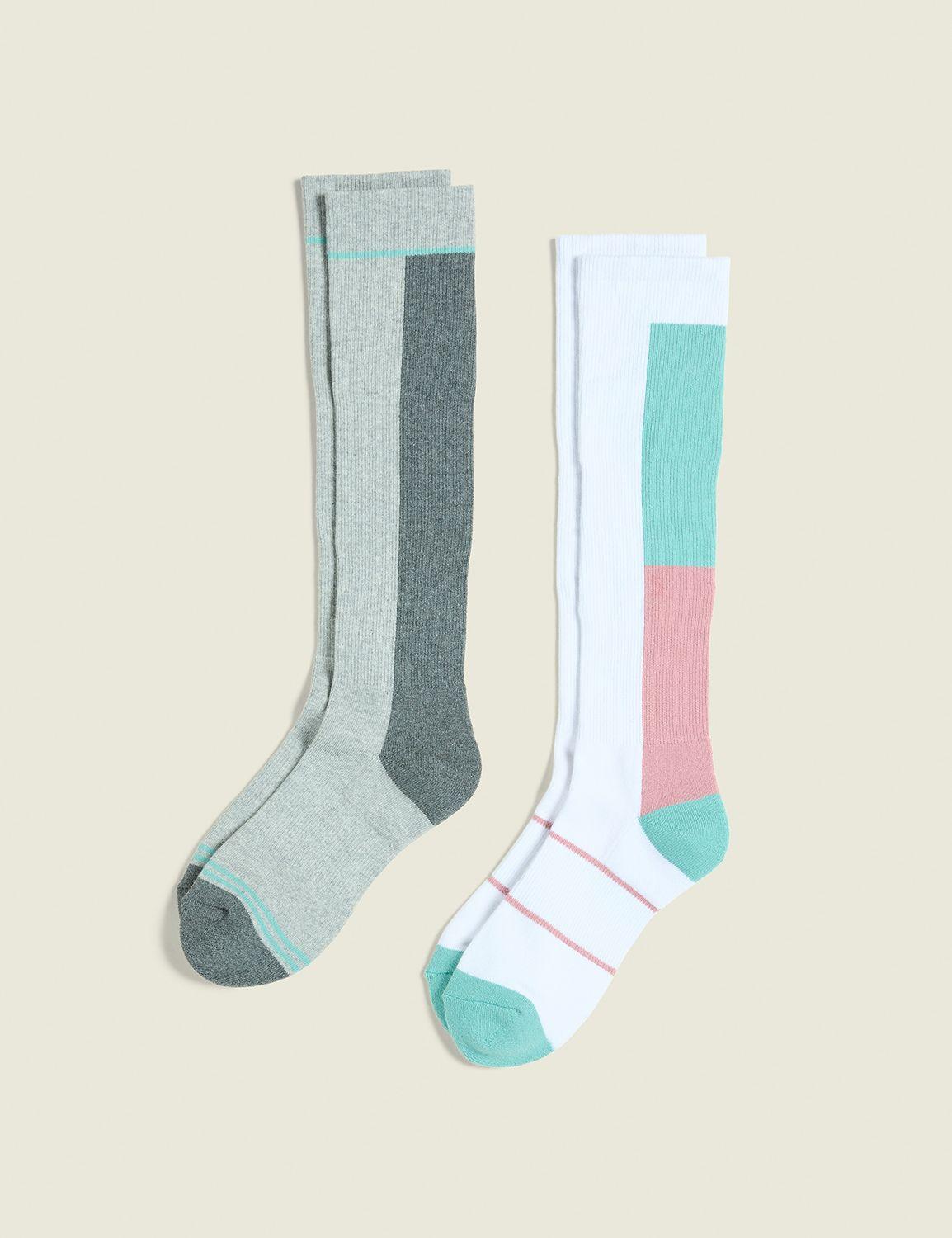 2 pack compression socks- white & grey