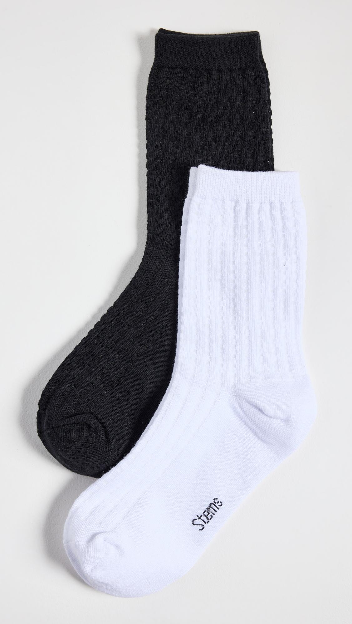 2 pack waffle knit socks