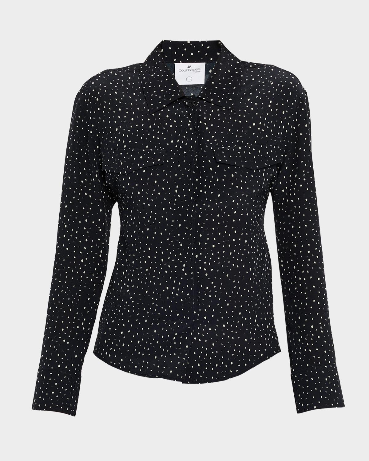 2-pocket medusa crepe button-down shirt