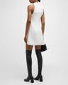 2-pocket sleeveless twill a-line mini dress