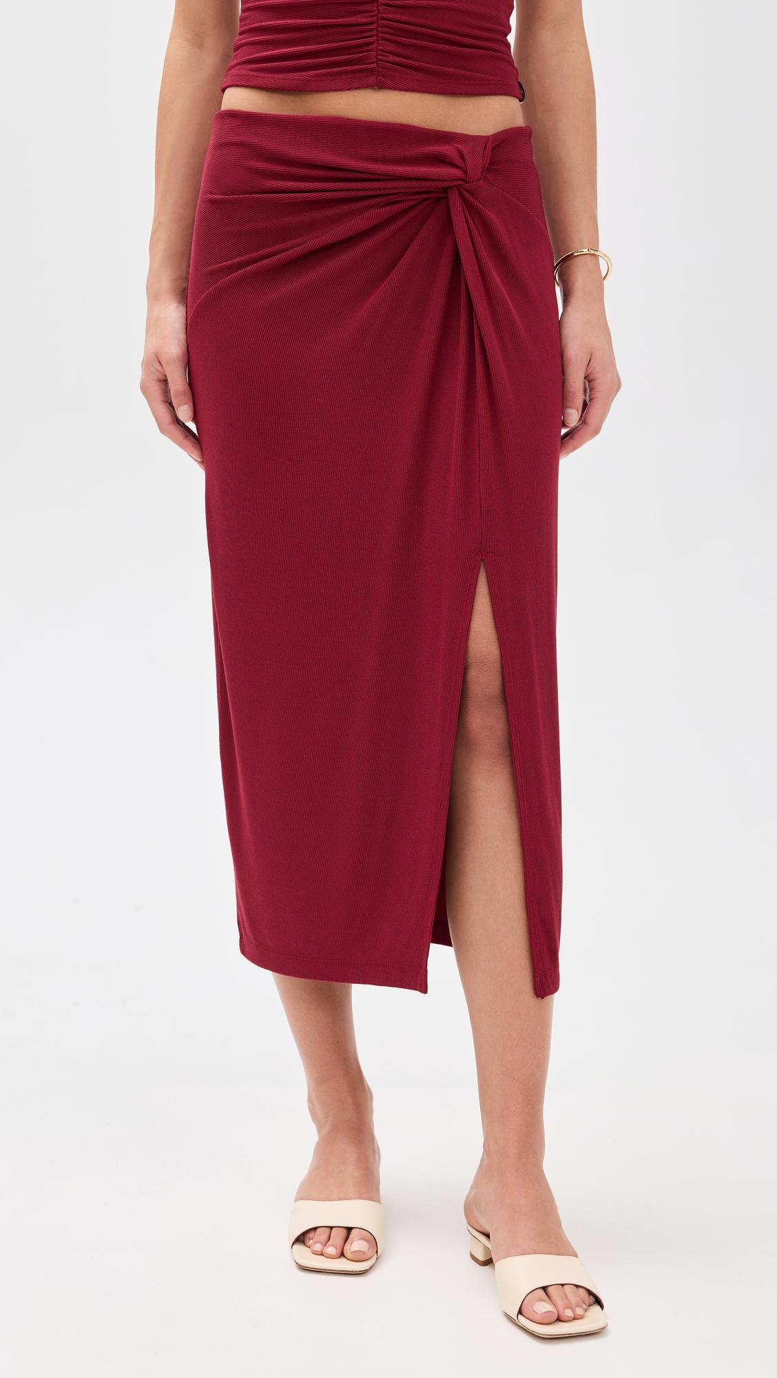 2x1 fine rib twist waist tulip skirt