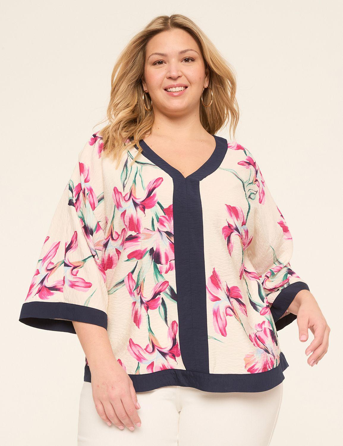 3/4 dolman-sleeve v-neck popover top