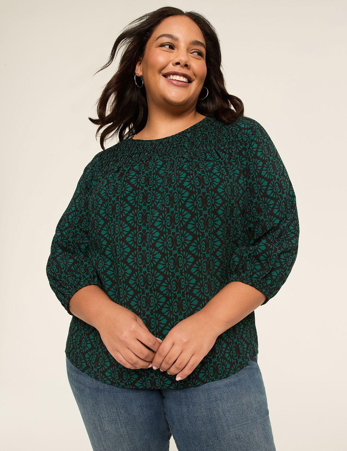 3/4-sleeve boatneck popover top