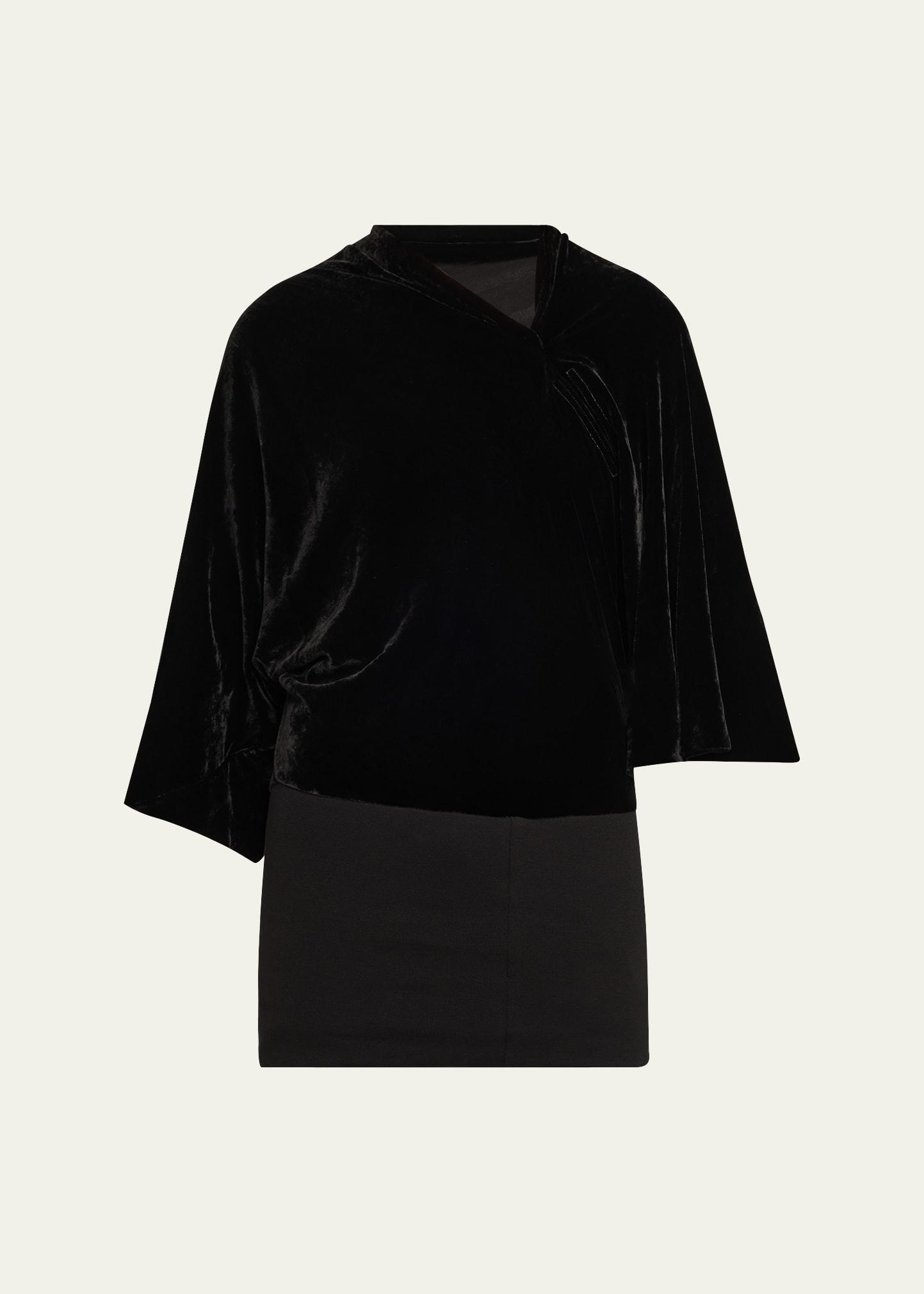 3/4-sleeve draped crepe top