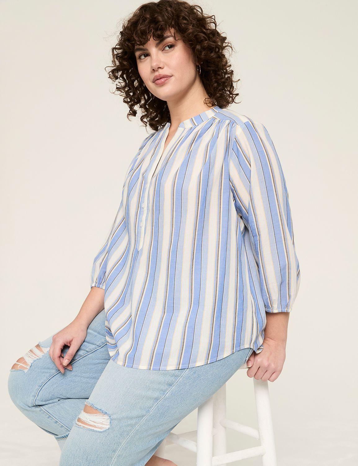 3/4-sleeve half-placket blouse