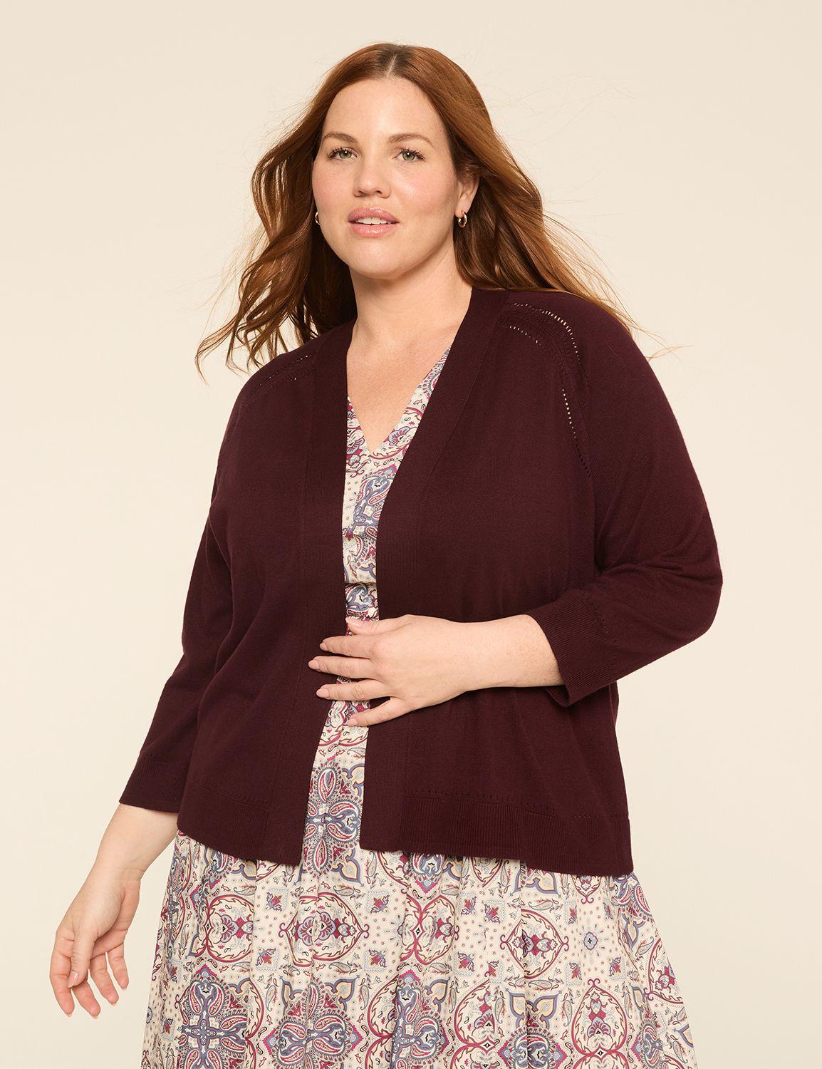 3/4-sleeve open-front shrug
