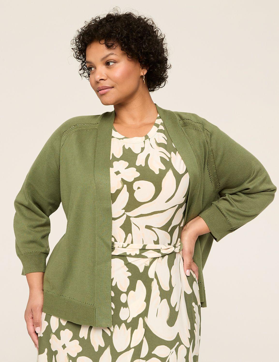 3/4-sleeve open-front shrug