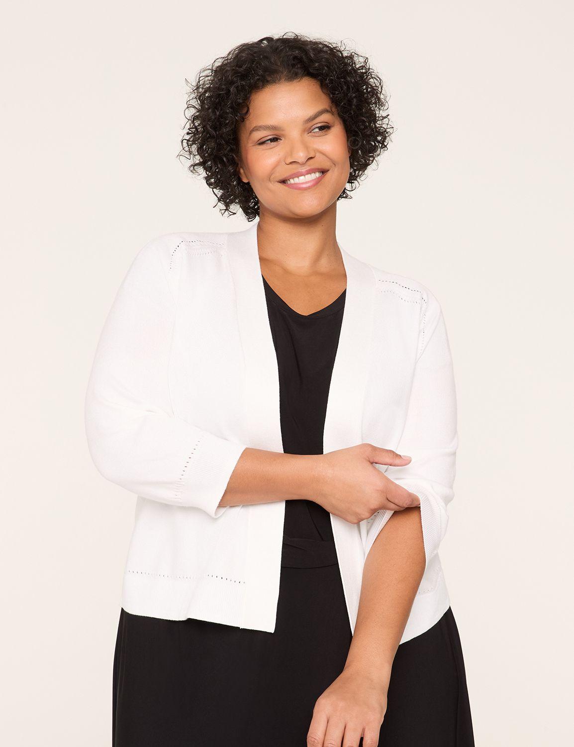 3/4-sleeve open-front shrug