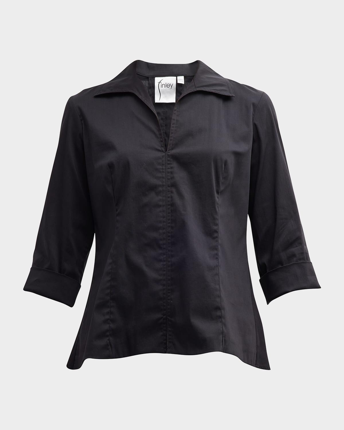 3/4-sleeve stretch cotton swing shirt