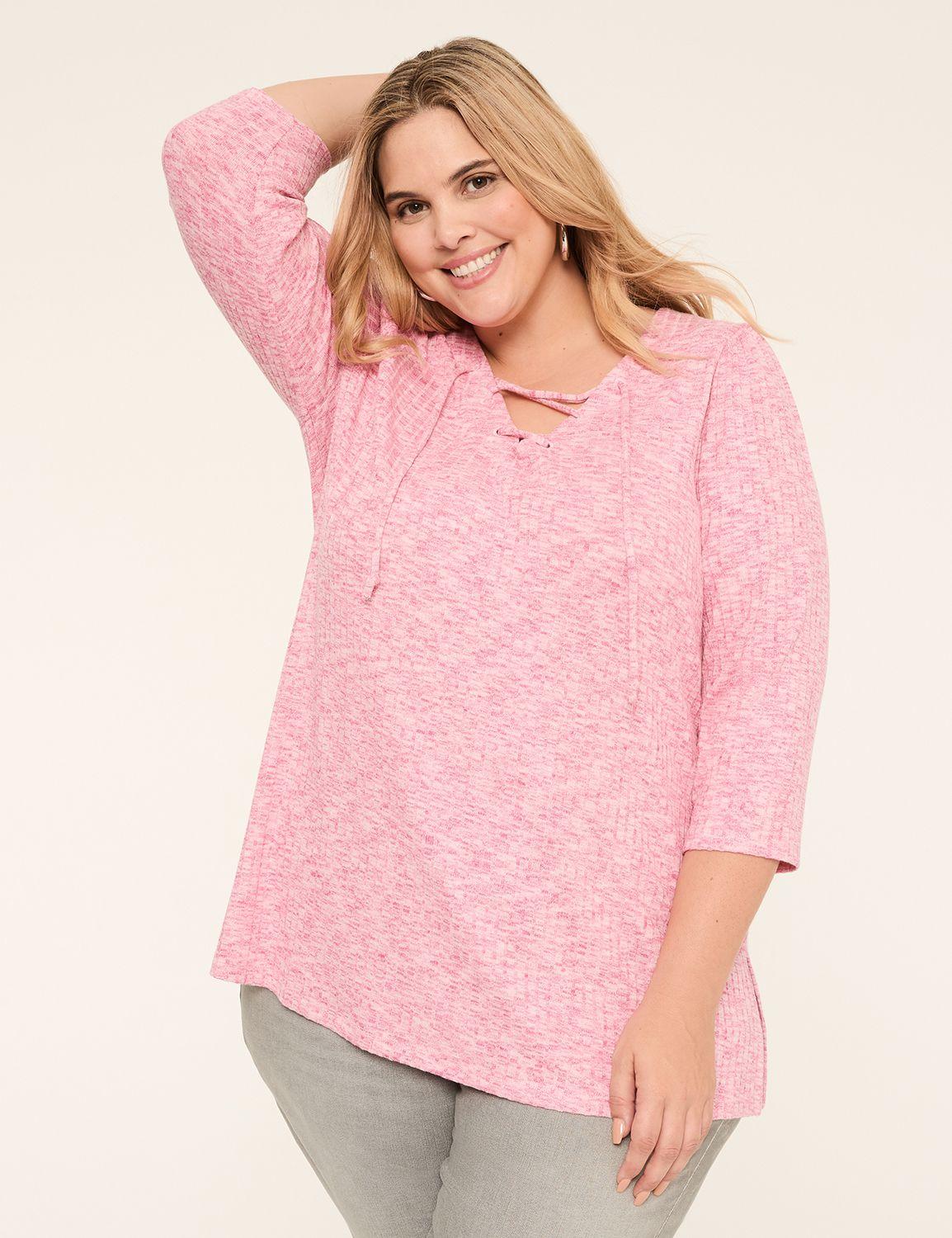 3/4-sleeve v-neck lace-up top