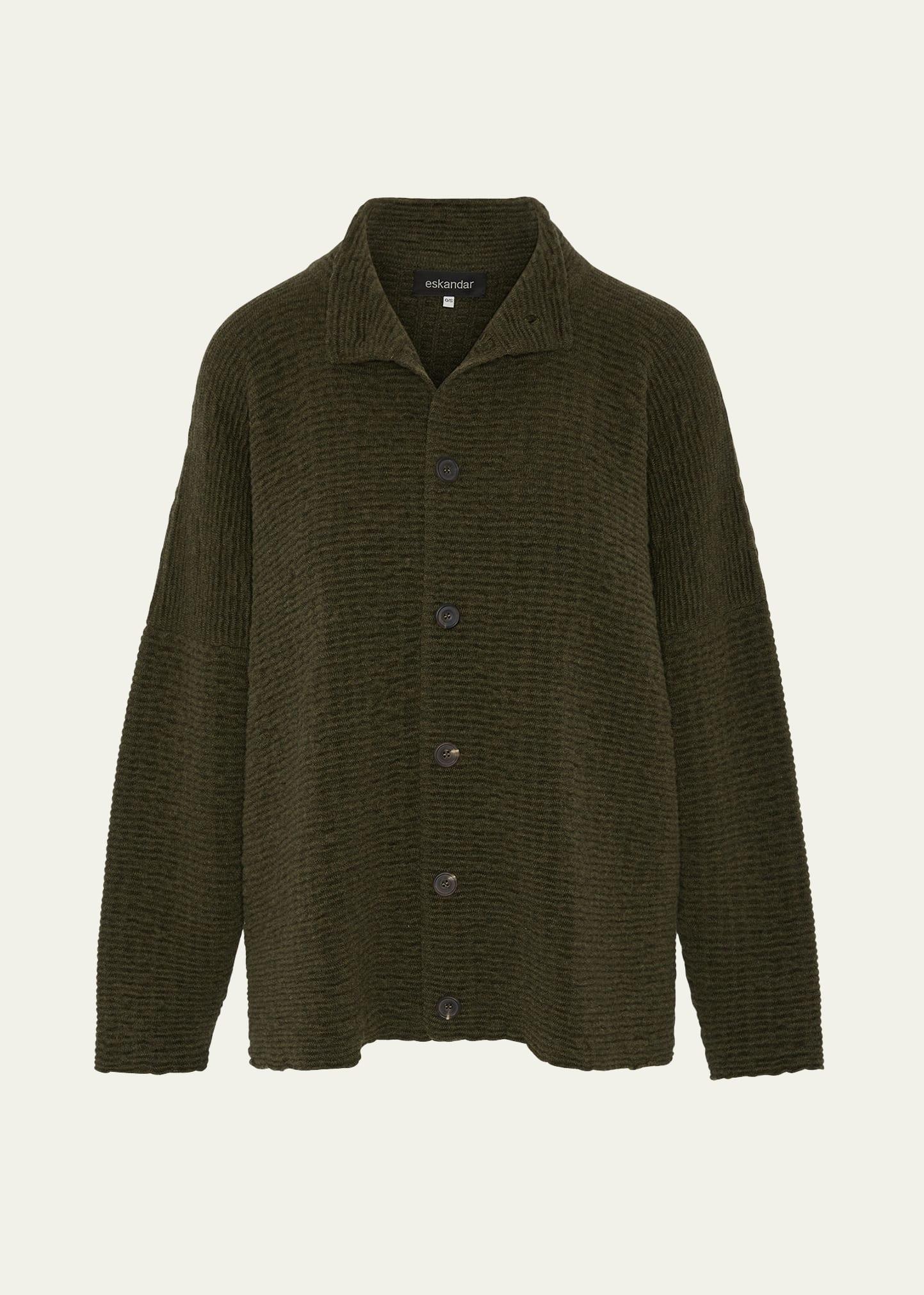 3/4 width high-neck cardigan (mid length)