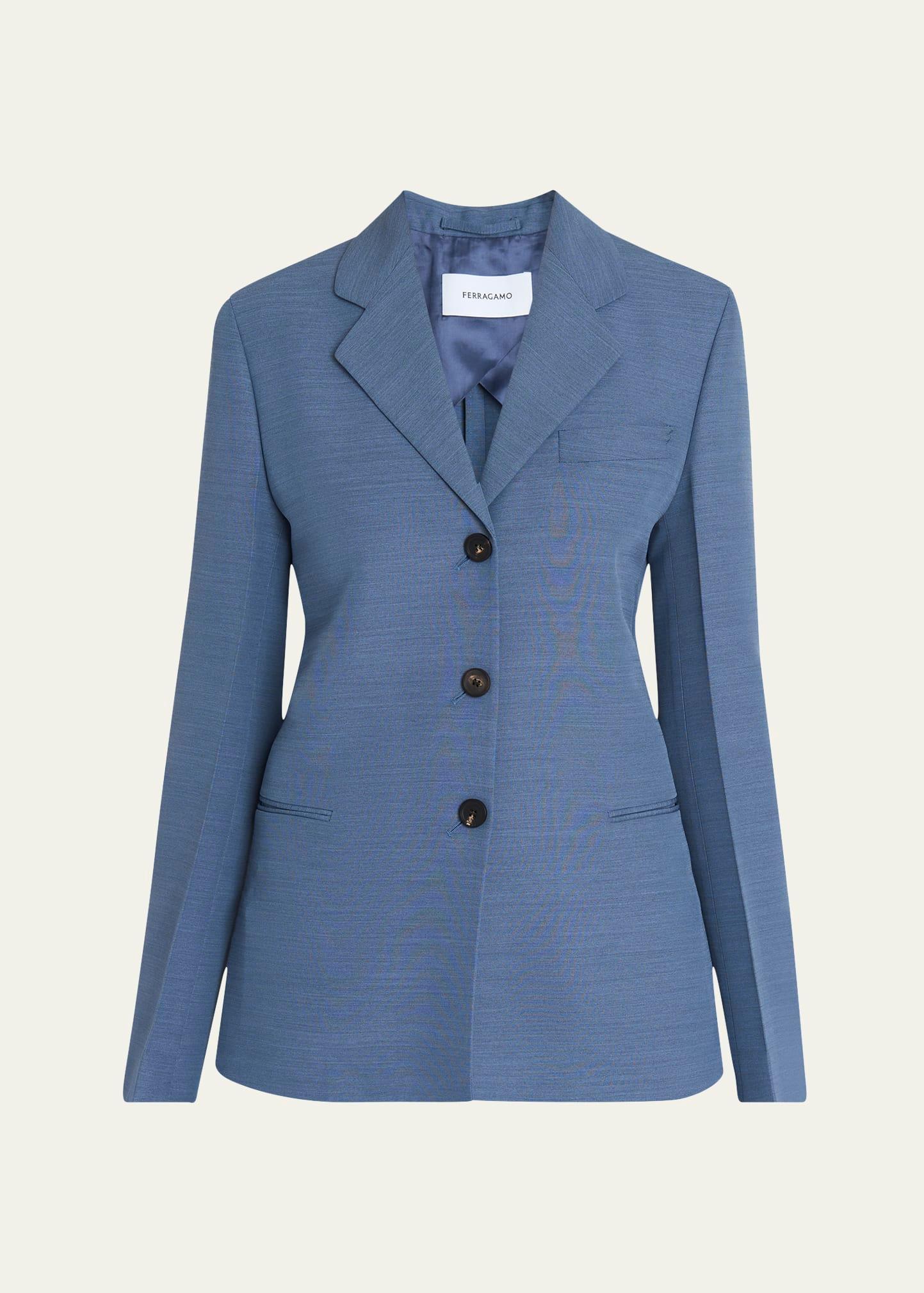 3-button wool faille jacket
