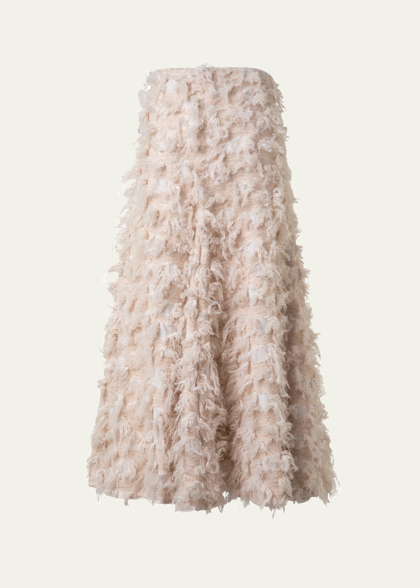 3-d jacquard wool midi skirt