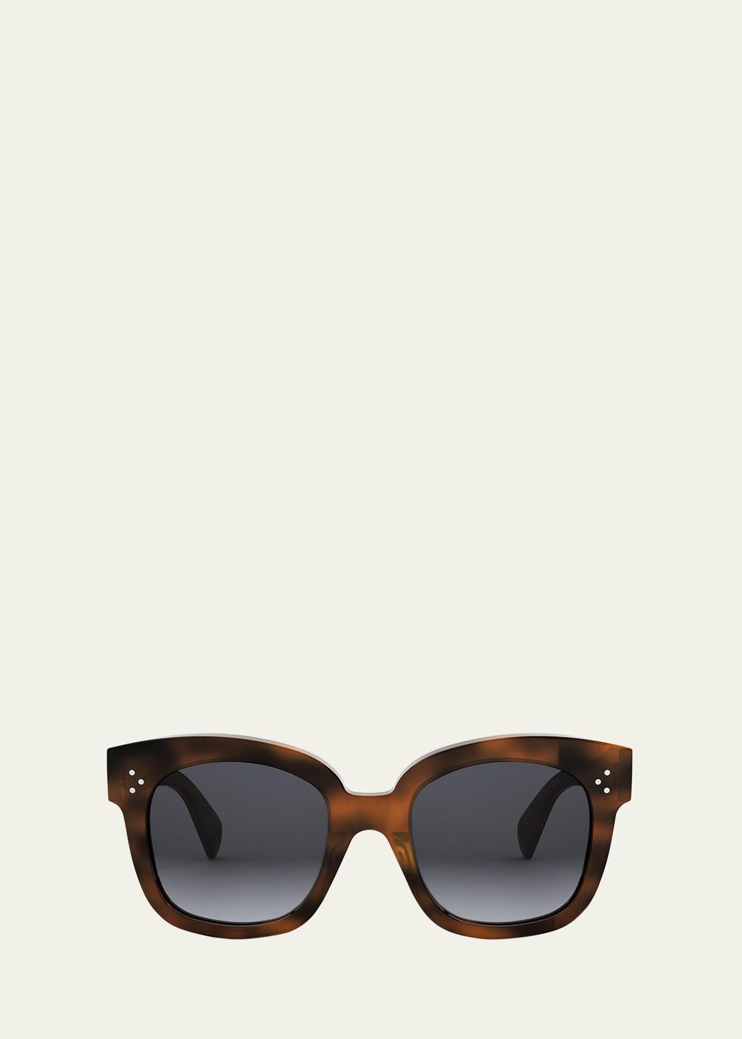 3 dots havana acetate square sunglasses