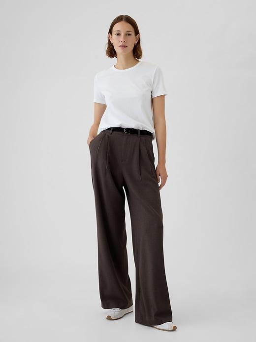 365 high rise brushed twill pleated trousers