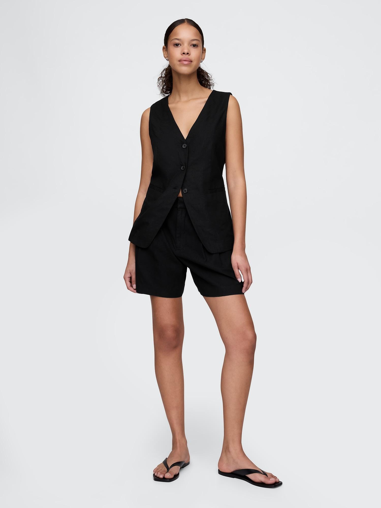 365 high rise linen-blend shorts