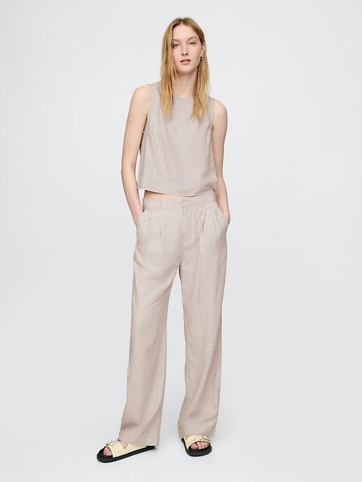 365 high rise linen-blend trousers