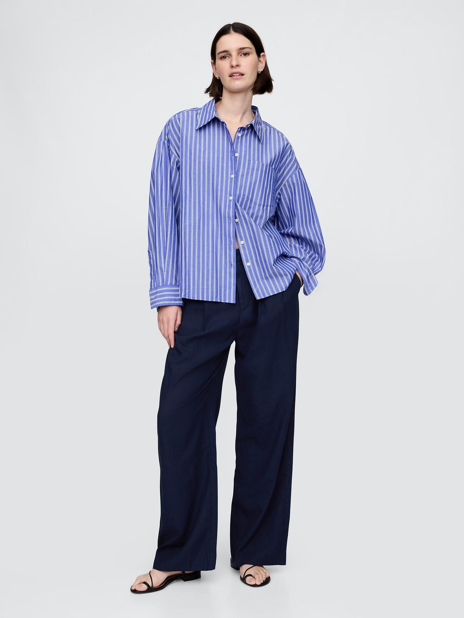 365 high rise linen-blend trousers