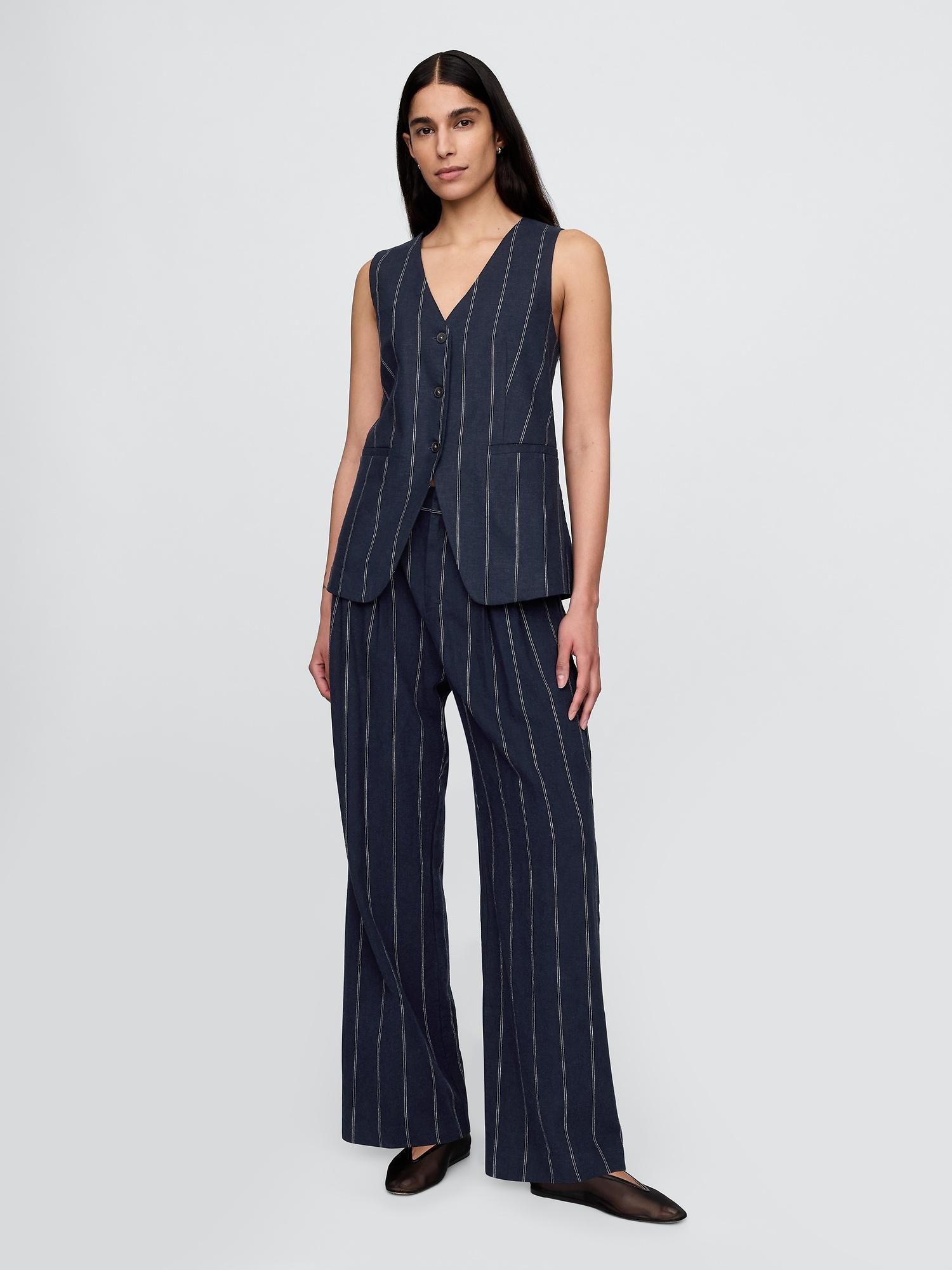 365 high rise linen-blend trousers