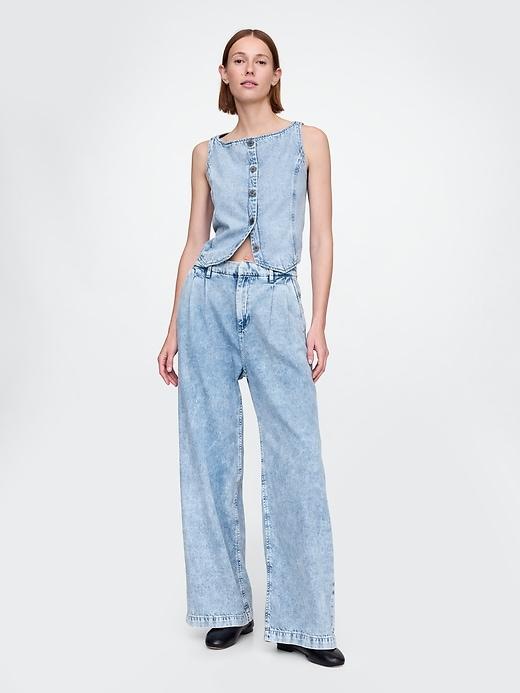 365 high rise ultrasoft denim pleated trousers