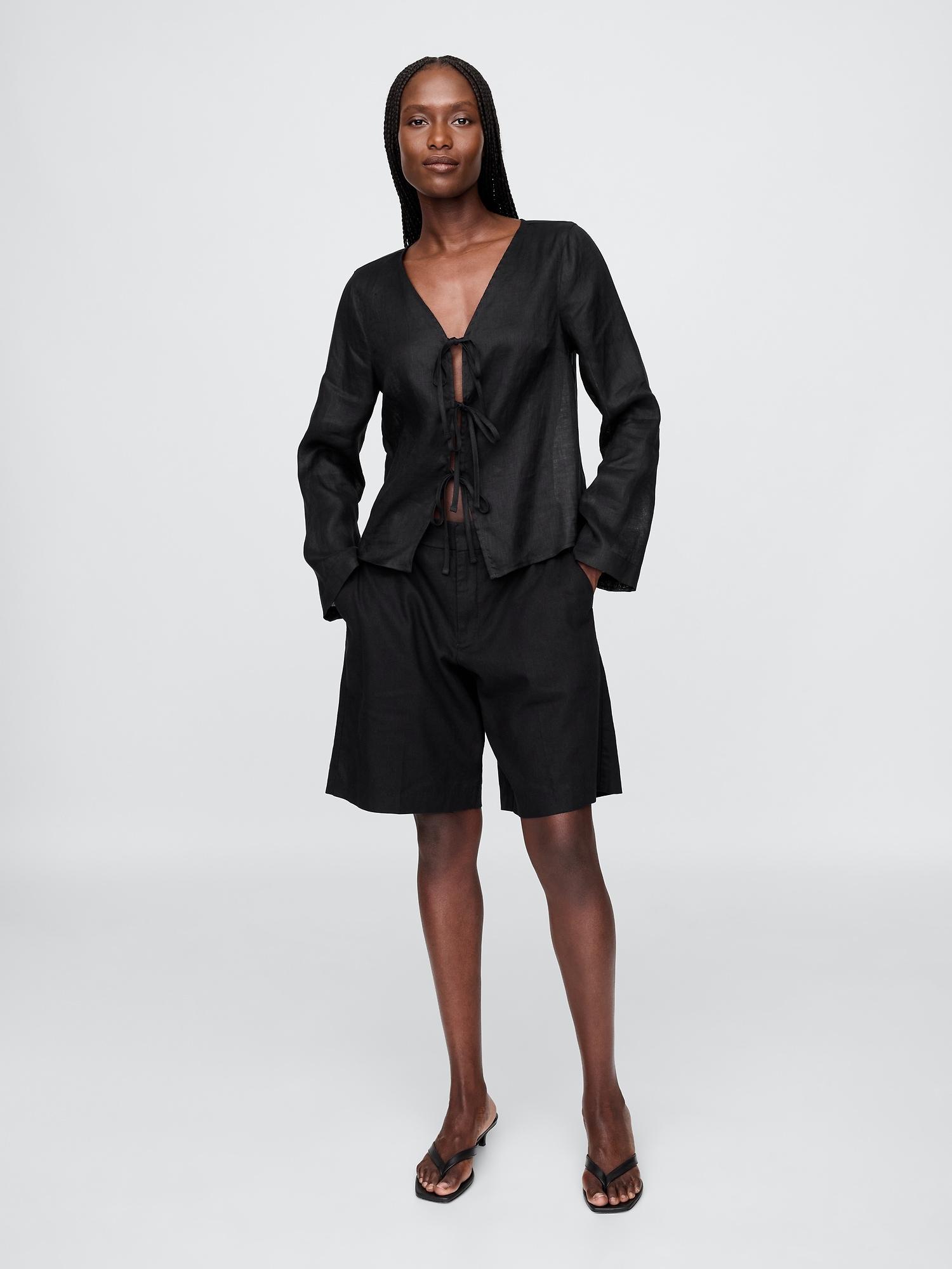 365 low rise linen-blend trouser shorts