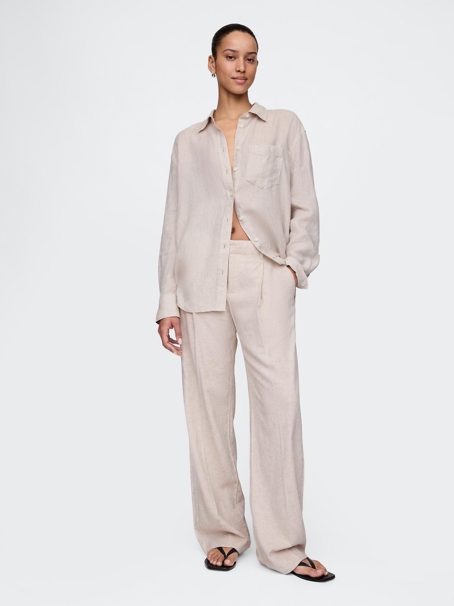 365 low rise linen-blend trousers