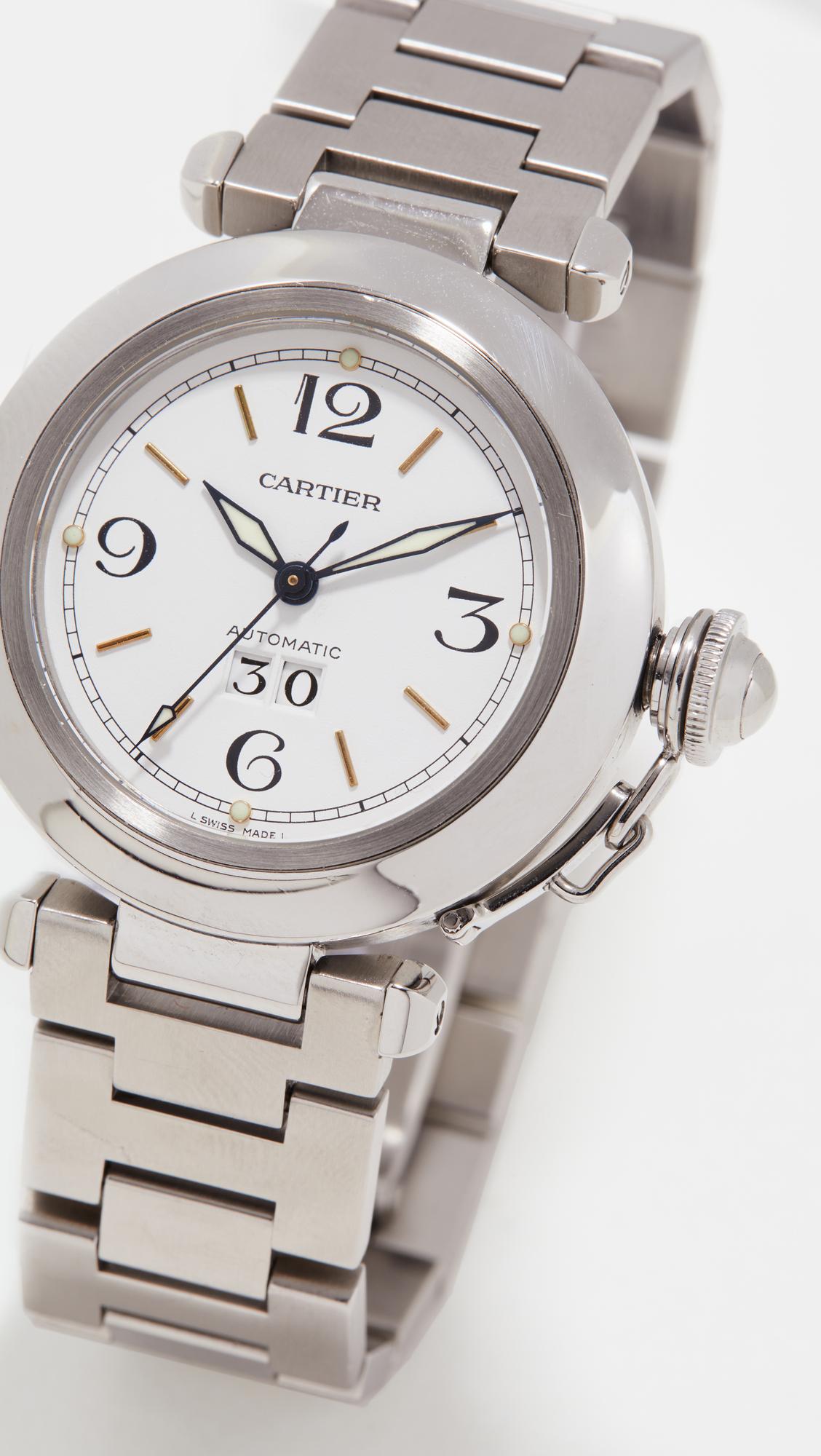 39mm pasha cartier stainless steel watch