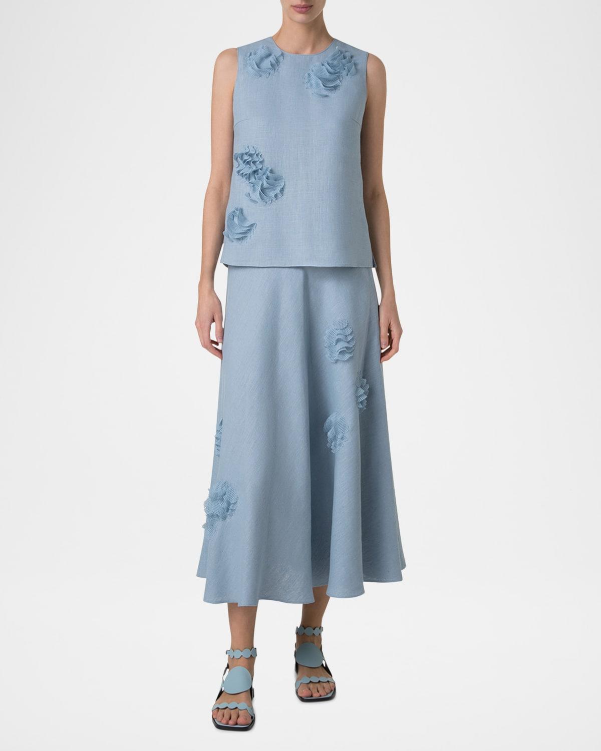 3d carnation raw linen sleeveless top