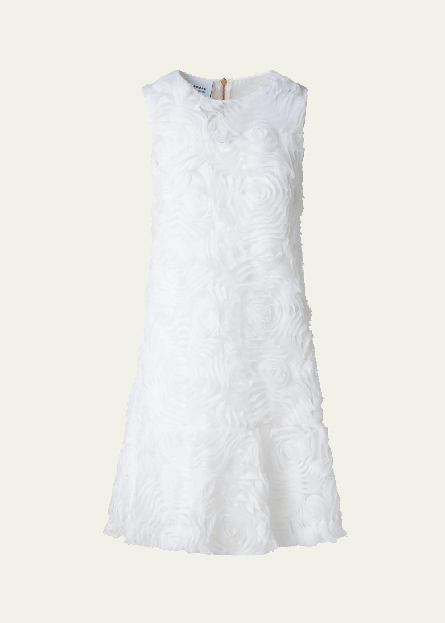 3d carnation tulle embroidered sleeveless dress