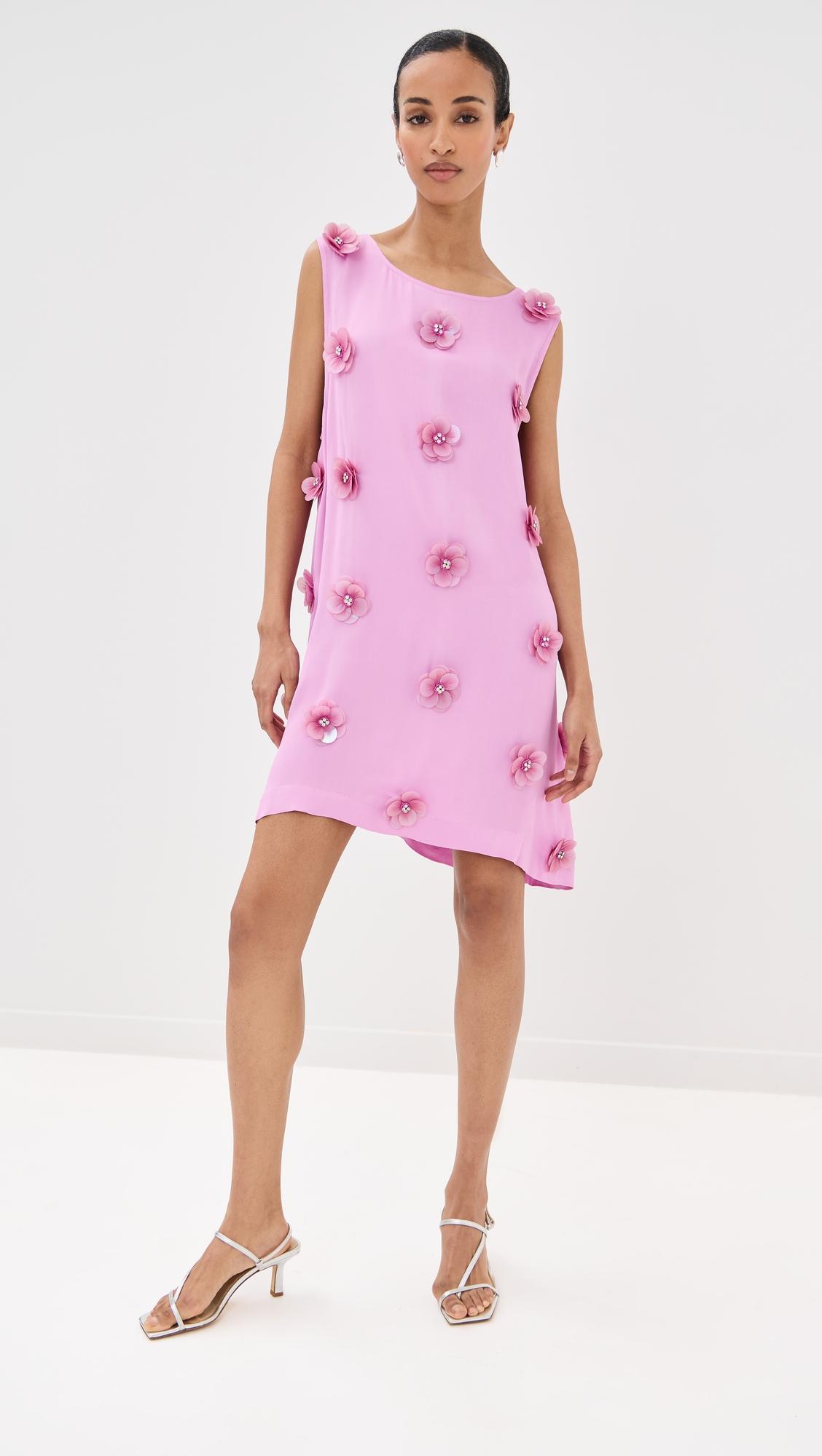 3d embellished mini a line dress