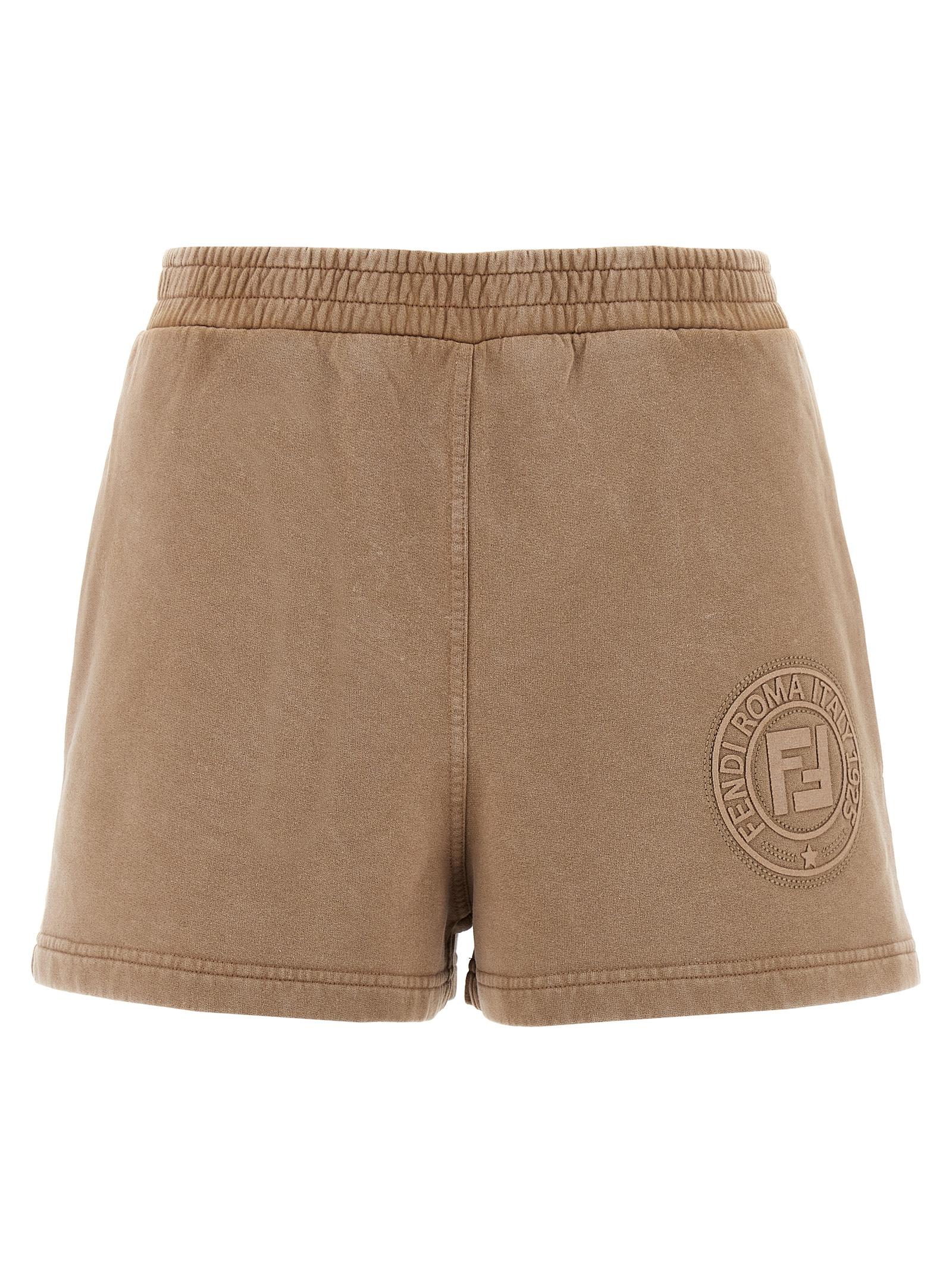 3d fendi roma shorts brown cotton bermuda - women
