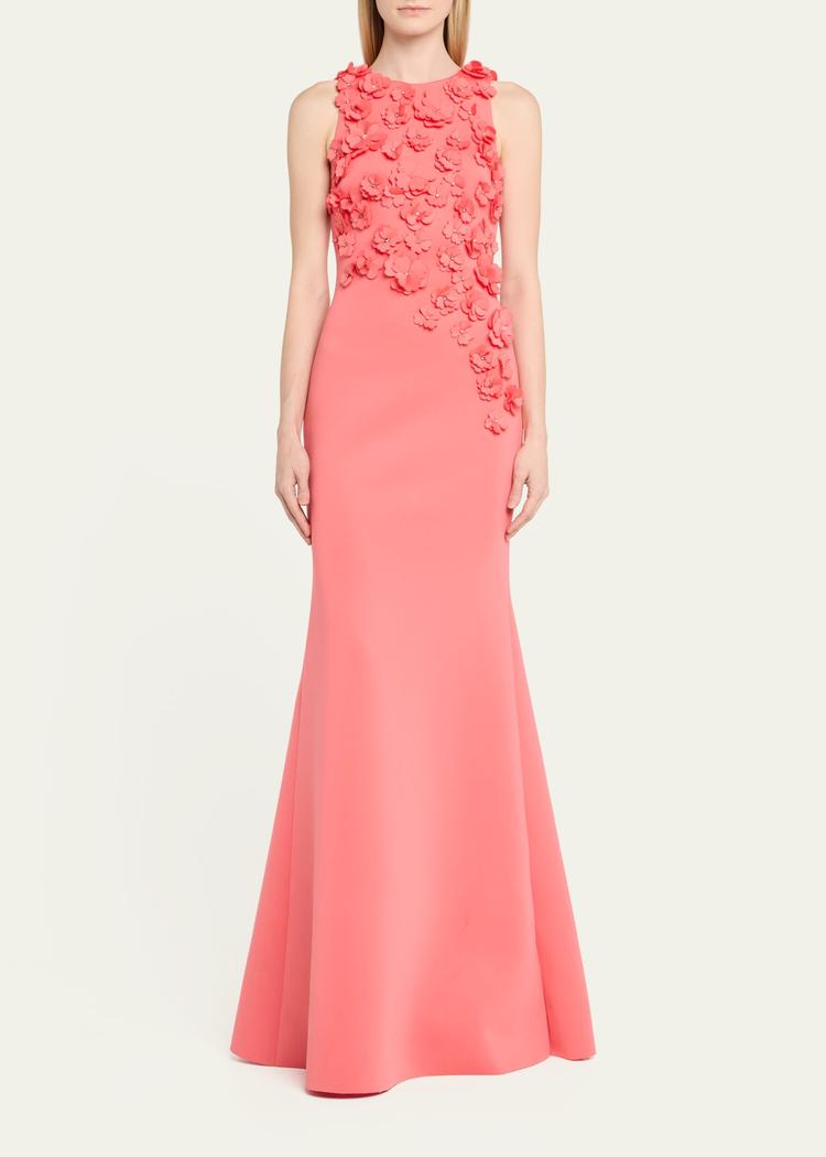 3d floral scuba gown