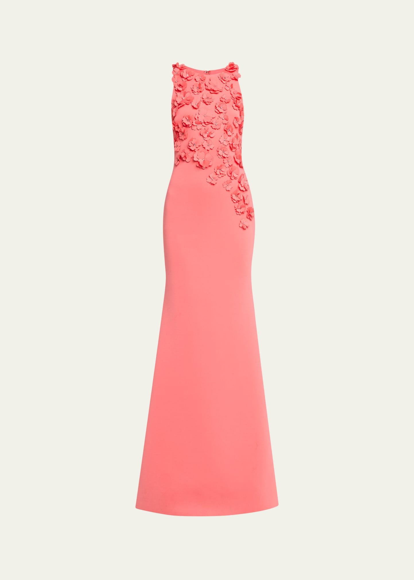 3d floral scuba gown