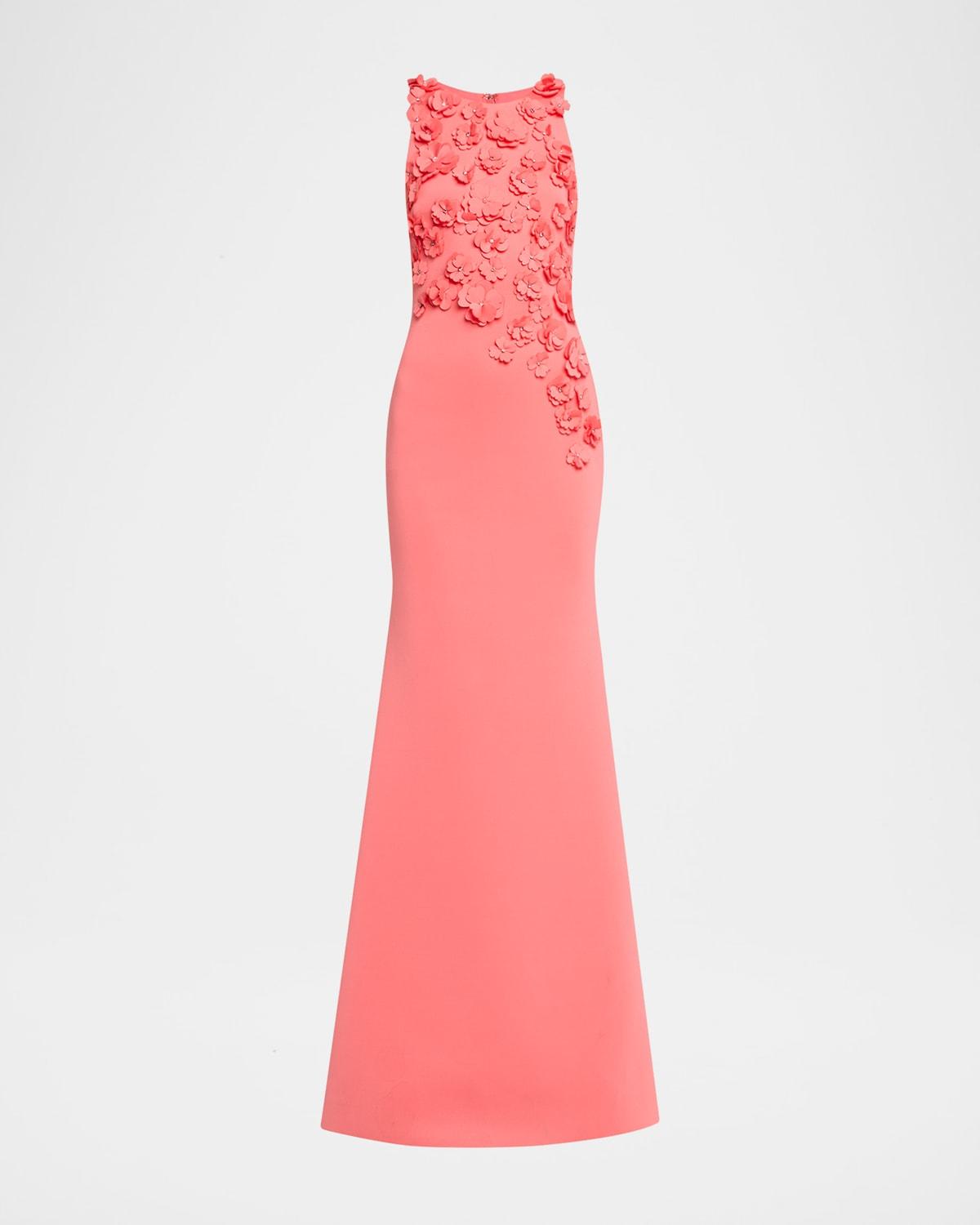 3d floral scuba gown