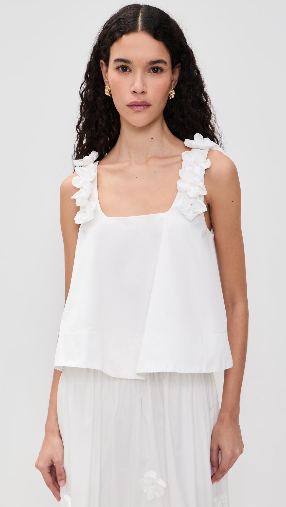3d flower sleeveless top